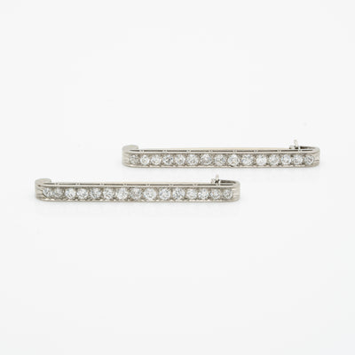 ART DECO PLATINUM AND DIAMOND MATCHING PAIR BAR BROOCHES c.1925