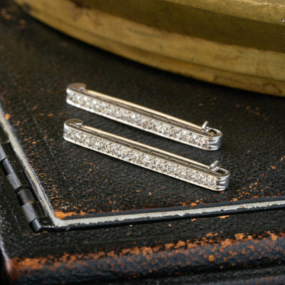 ART DECO PLATINUM AND DIAMOND MATCHING PAIR BAR BROOCHES c.1925