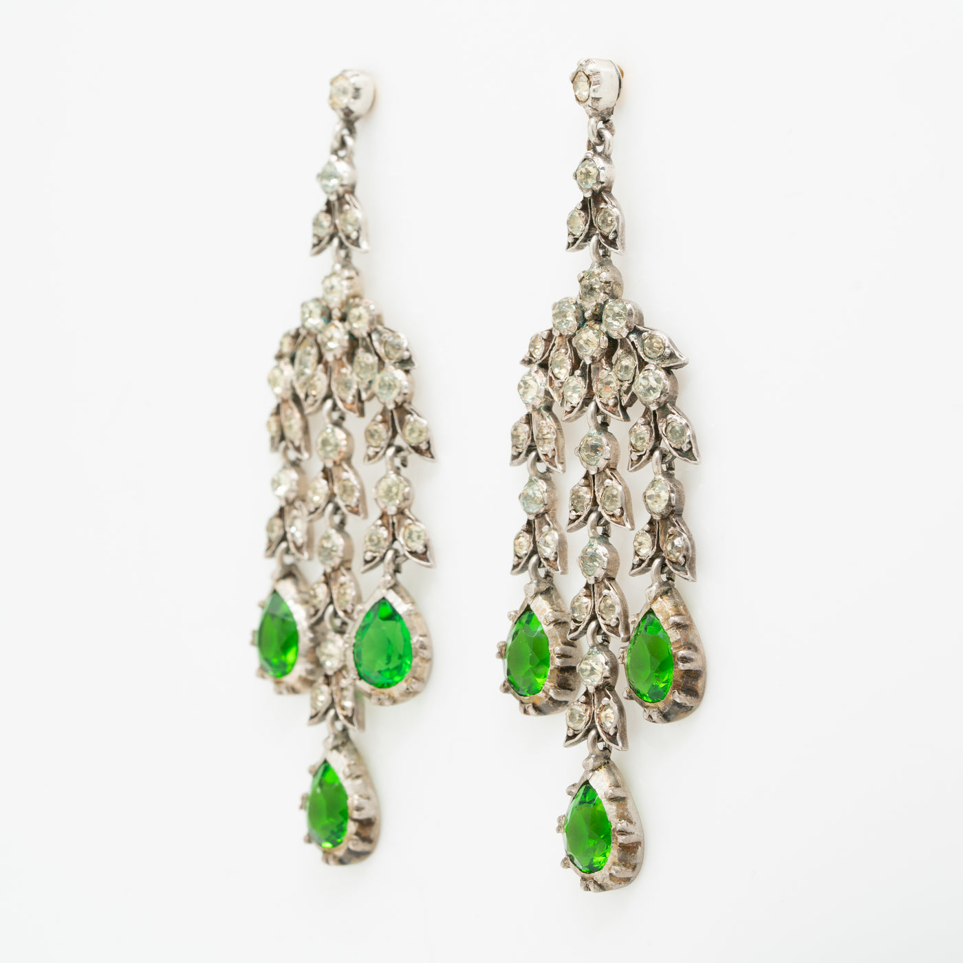 GIRANDOLE GREEN CHANDELIER EARRINGS c.1880s