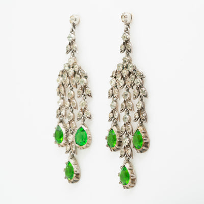 GIRANDOLE GREEN CHANDELIER EARRINGS c.1880s