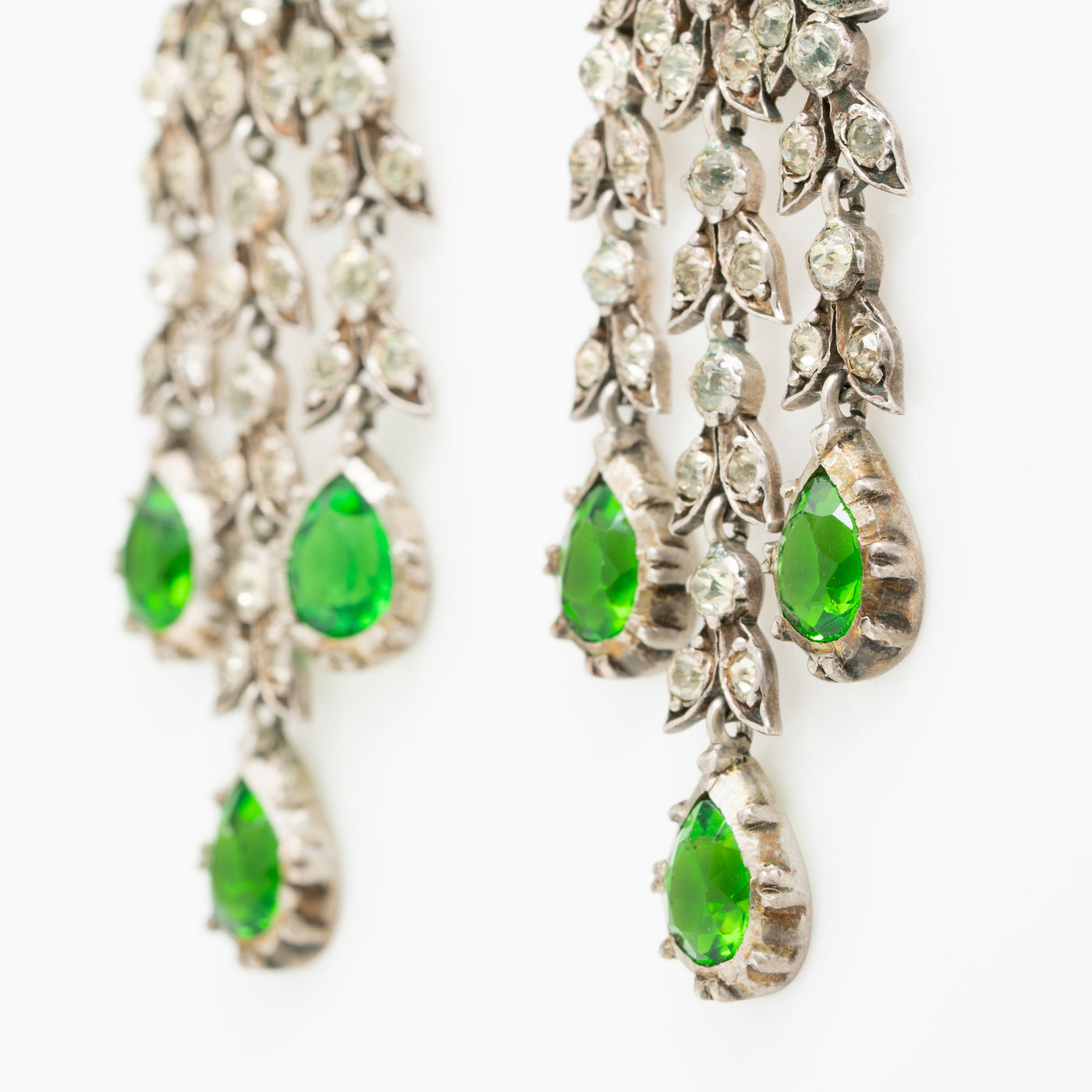 GIRANDOLE GREEN CHANDELIER EARRINGS c.1880s