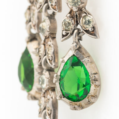 GIRANDOLE GREEN CHANDELIER EARRINGS c.1880s