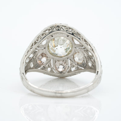 EDWARDIAN PLATINUM AND 2.80CTS OLD EUROPEAN CUT DIAMOND RING c.1910s