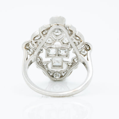 ART DECO PLATINUM AND 3.50CTS OLD EUROPEAN AND FRENCH CUT DIAMOND RING c.1920s