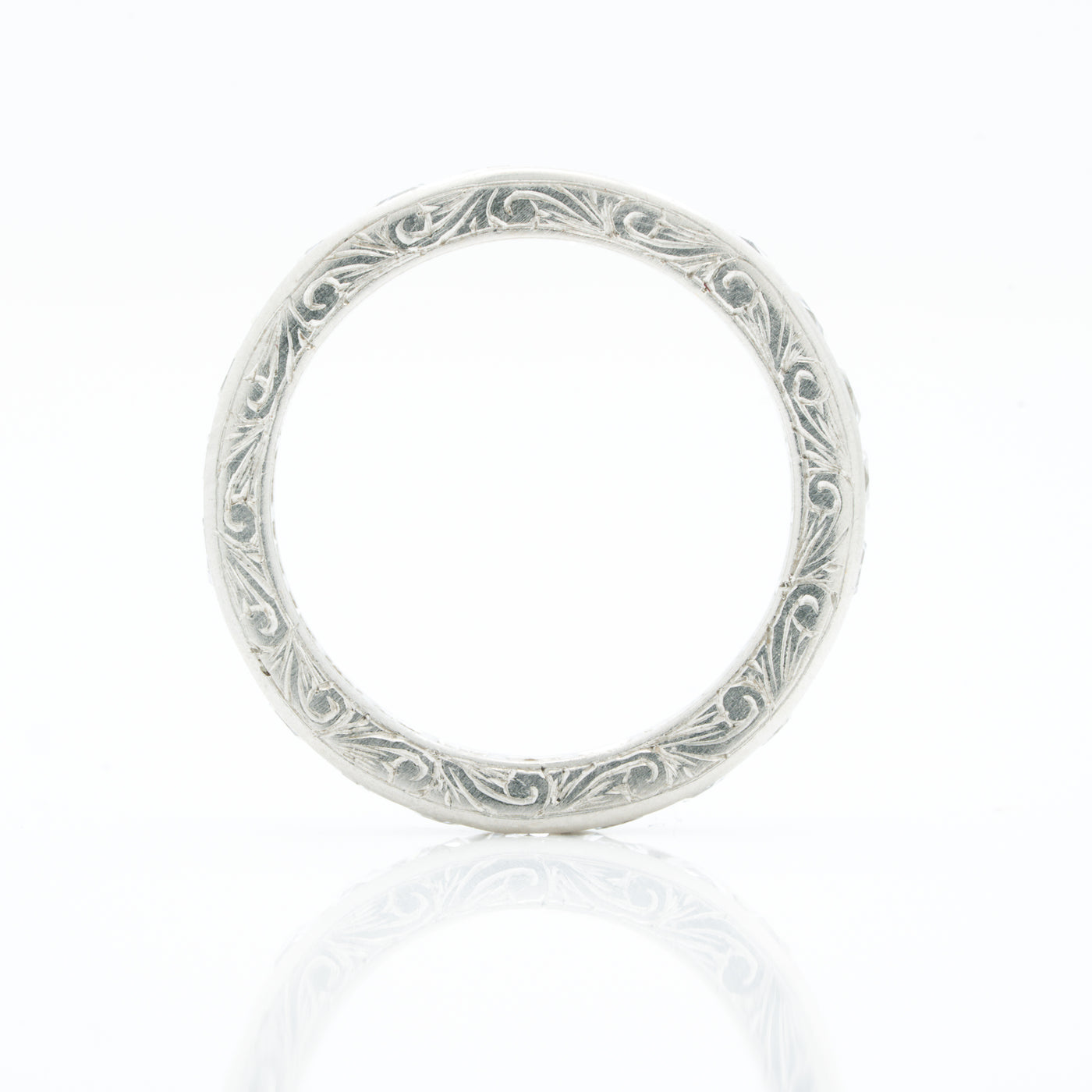 HAND ENGRAVED PLATINUM AND DIAMOND 4 CARAT ETERNITY BAND