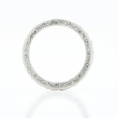 HAND ENGRAVED PLATINUM AND DIAMOND 4 CARAT ETERNITY BAND
