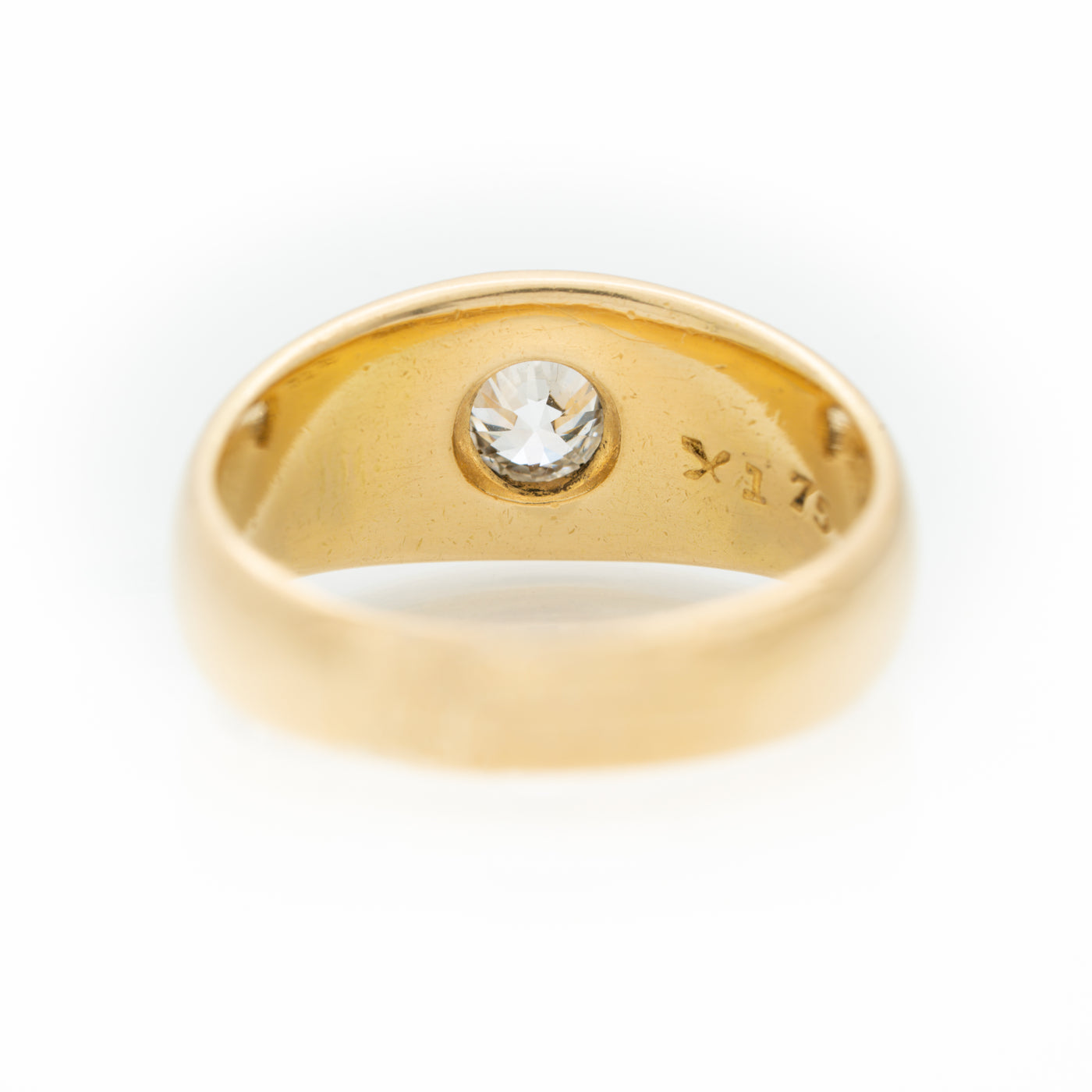 VICTORIAN 18K YELLOW GOLD AND 0.65CTS. OLD EUROPEAN CUT DIAMOND GYPSY RING c.1900
