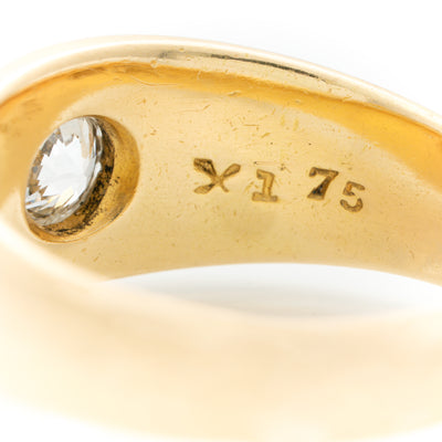 VICTORIAN 18K YELLOW GOLD AND 0.65CTS. OLD EUROPEAN CUT DIAMOND GYPSY RING c.1900