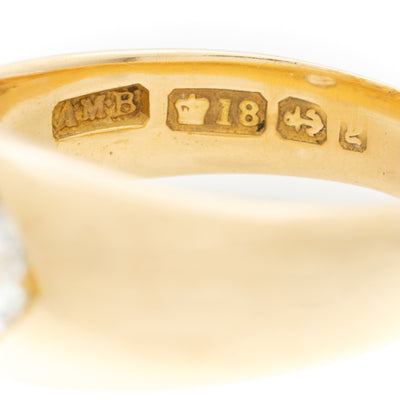 VICTORIAN 18K YELLOW GOLD AND 0.65CTS. OLD EUROPEAN CUT DIAMOND GYPSY RING c.1900
