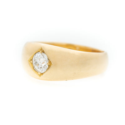 VICTORIAN 18K YELLOW GOLD AND 0.65CTS. OLD EUROPEAN CUT DIAMOND GYPSY RING c.1900