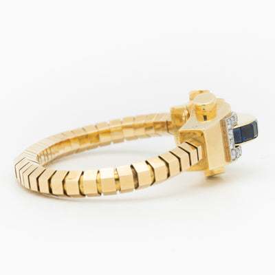 18K YELLOW GOLD, DIAMOND, BLUE SAPHIRE BOUCHERON BRACELET c.1930s
