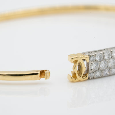 CARTIER 18K YELLOW GOLD 1.20CTS. DIAMOND BANGLE c.1980s