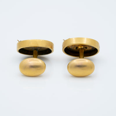 VICTORIAN 18K YELLOW GOLD AND NATURAL PEARL DOVES OF PEACE CUFFLINKS c.1880s