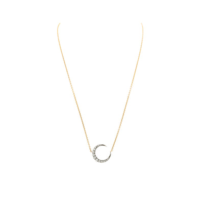 VICTORIAN GOLD AND MINE CUT DIAMOND MOON CHAIN 1880s