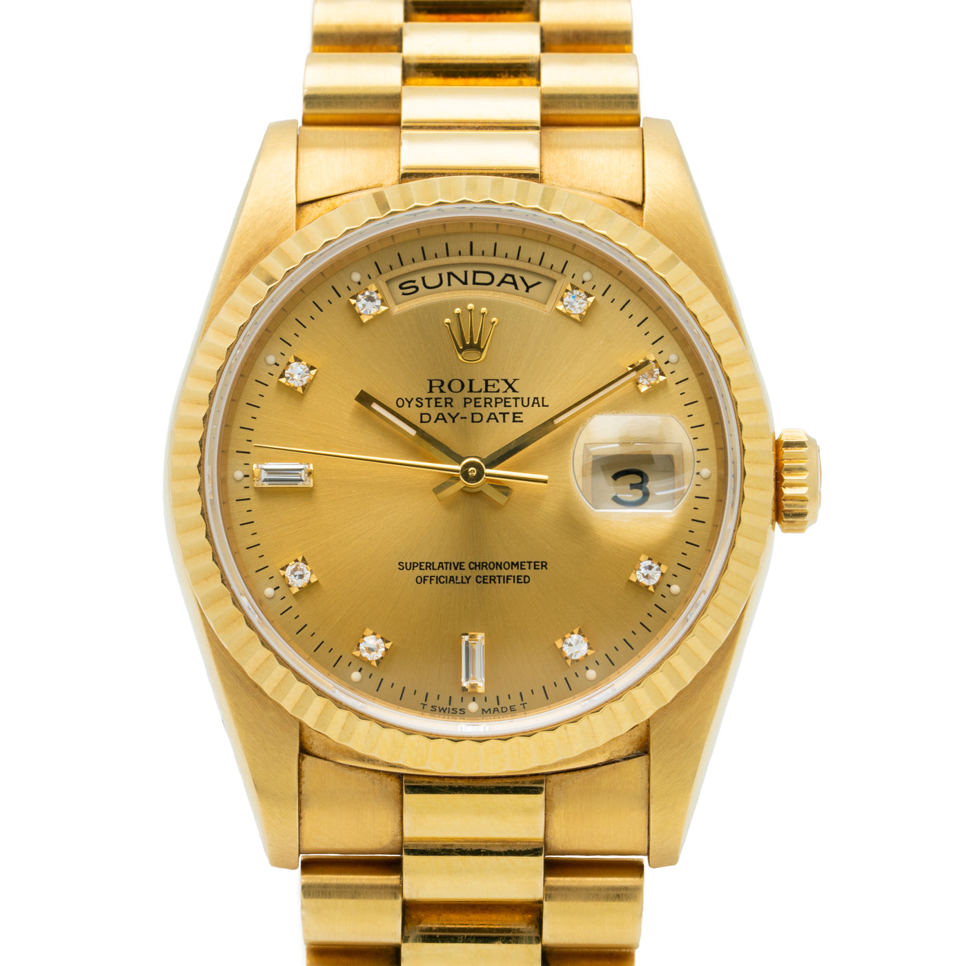 1995 ROLEX PRESIDENT DAY-DATE 18K GOLD AND DIAMOND MODEL 18238