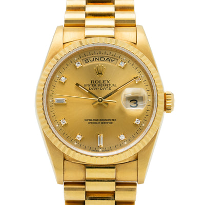 1995 ROLEX PRESIDENT DAY-DATE 18K GOLD AND DIAMOND MODEL 18238