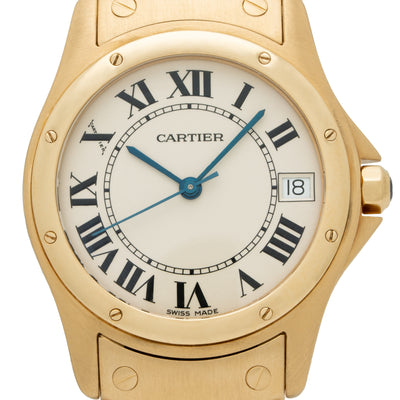 VINTAGE CARTIER WATCH 18K YELLOW GOLD  SANTOS RONDE MODEL W20028G1