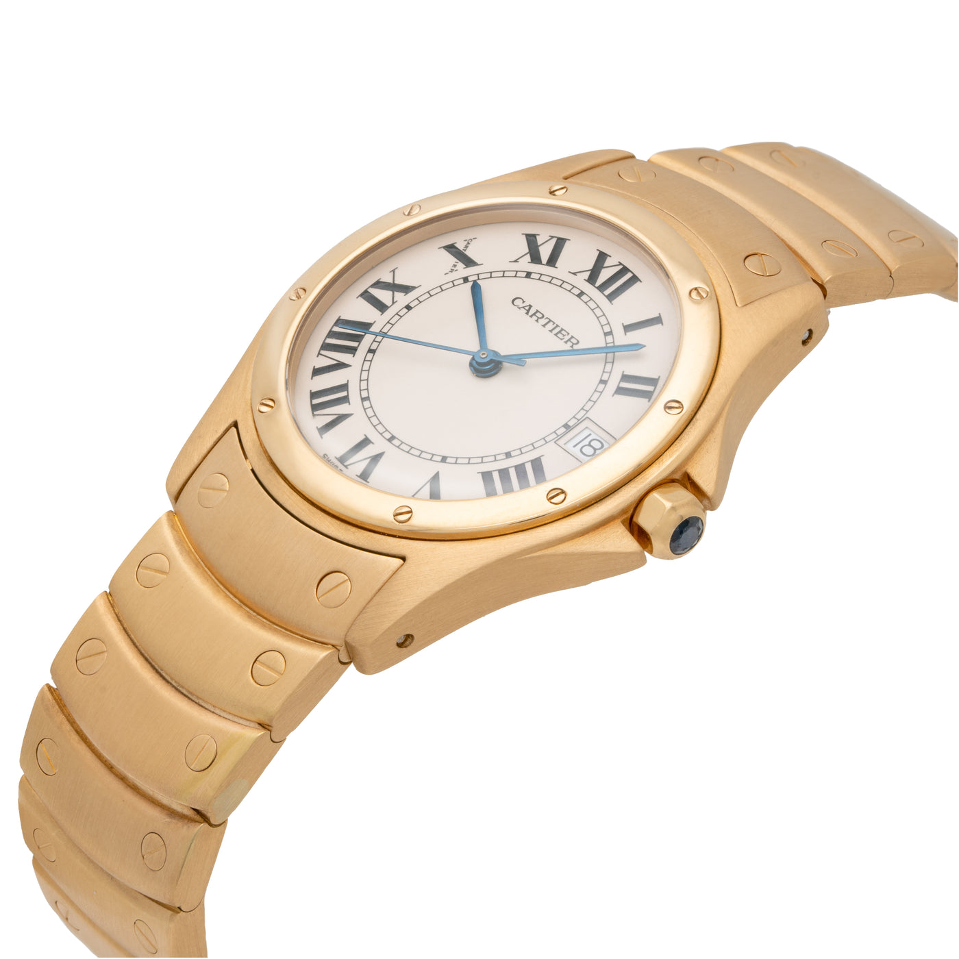 VINTAGE CARTIER WATCH 18K YELLOW GOLD  SANTOS RONDE MODEL W20028G1