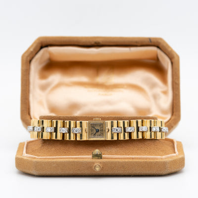 VAN CLEEF & ARPELS 18K YELLOW GOLD AND 3.0CTS DIAMOND TIMEPIECE c.1940s