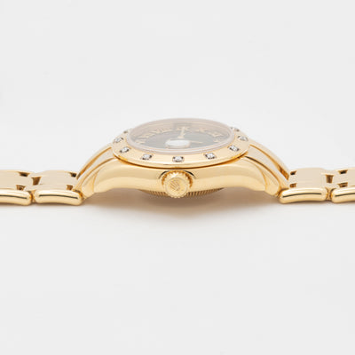 2001 ROLEX DATEJUST PEARLMASTER DIAMOND BEZEL TAHITIAN MOTHER-OF-PEARL 18K GOLD MODEL 80318