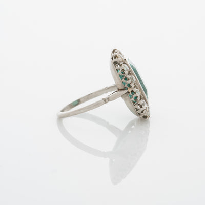 EDWARDIAN PLATINUM EMERALD RING