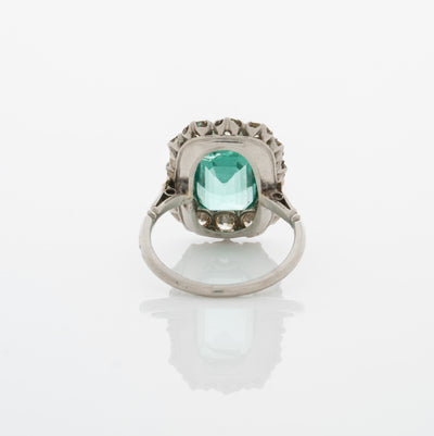 EDWARDIAN PLATINUM EMERALD RING