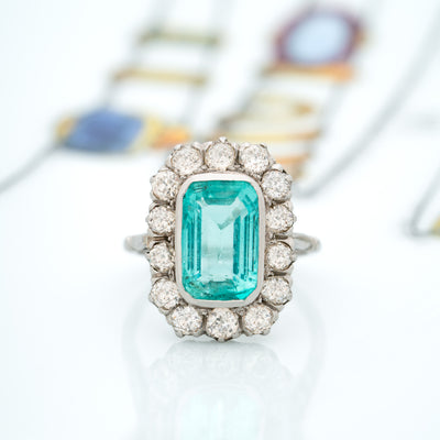 EDWARDIAN PLATINUM EMERALD RING