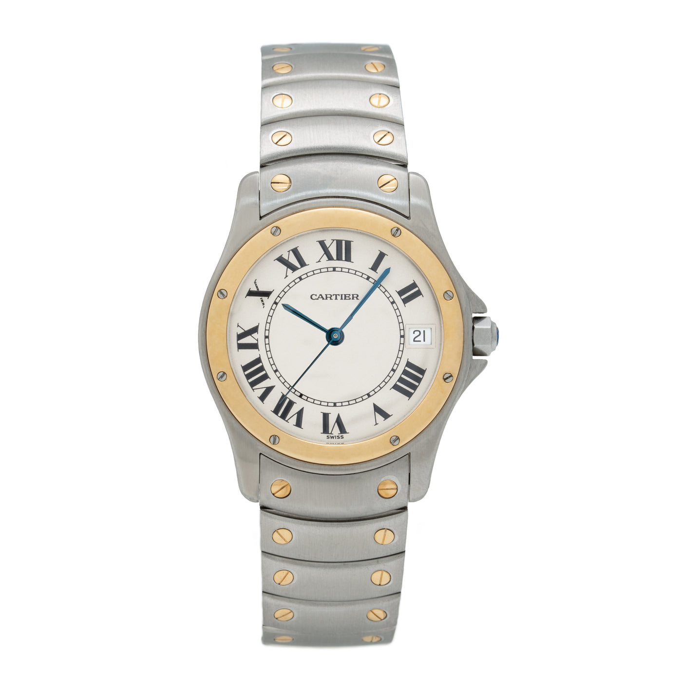 CARTIER SANTOS RONDE 18 KARAT YELLOW GOLD AND STAINLESS STEEL MODEL 1910