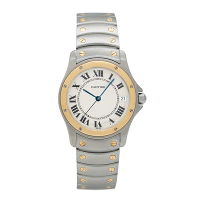 CARTIER SANTOS RONDE 18 KARAT YELLOW GOLD AND STAINLESS STEEL MODEL 1910