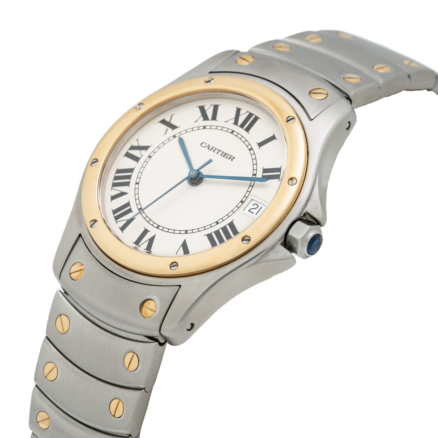 CARTIER SANTOS RONDE 18 KARAT YELLOW GOLD AND STAINLESS STEEL MODEL 1910
