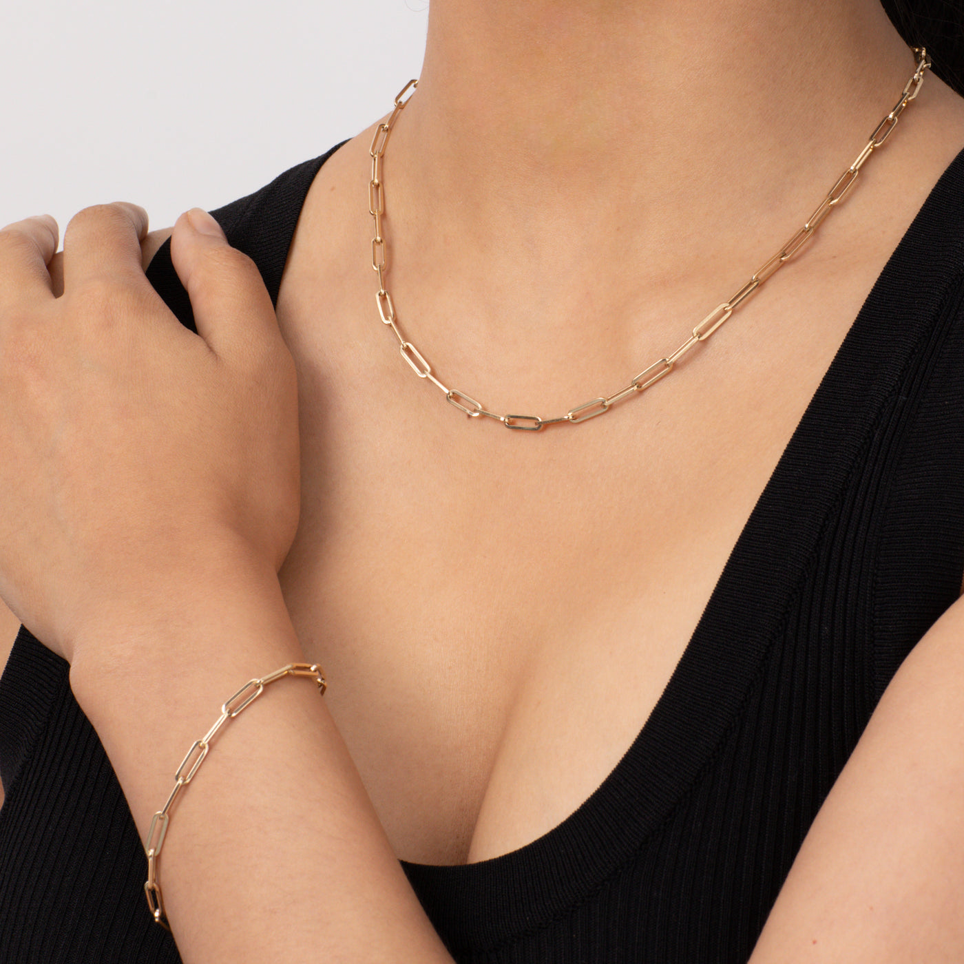 14K SOLID GOLD PAPERCLIP CHAIN