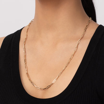14K SOLID GOLD PAPERCLIP CHAIN