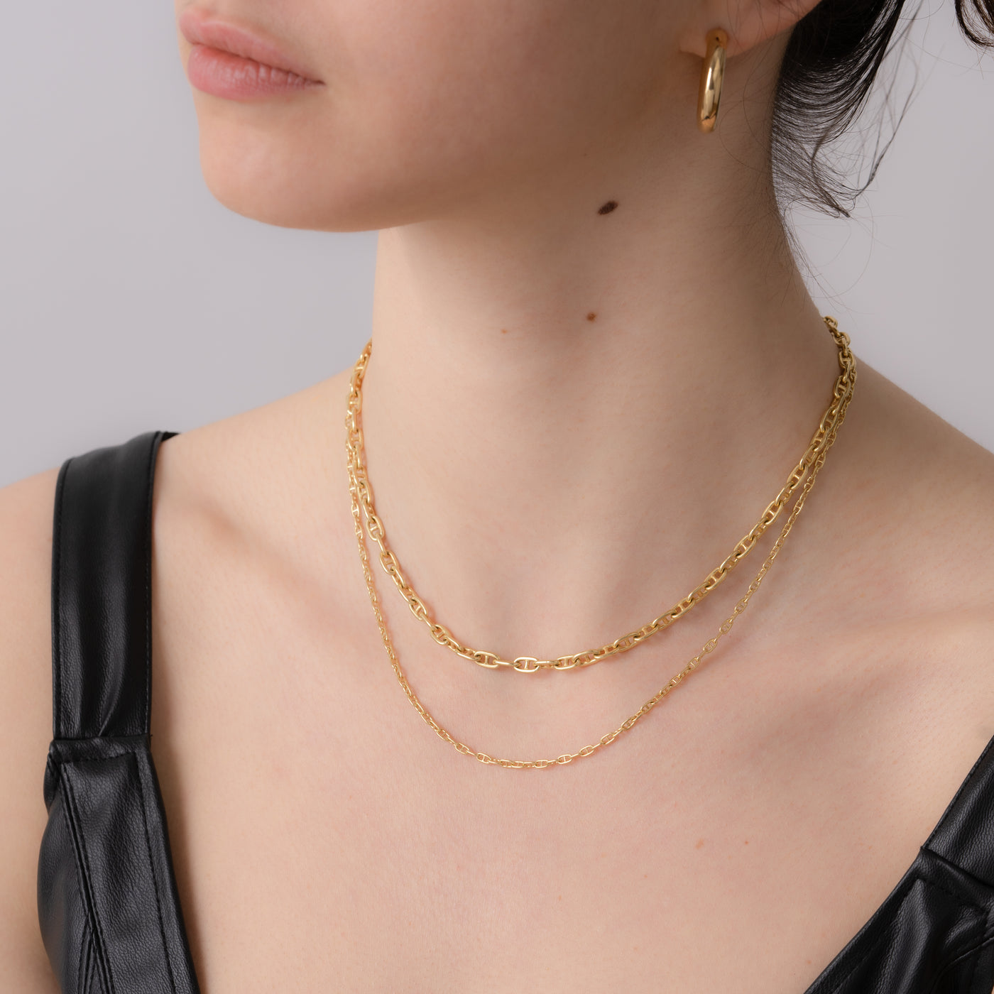 14K SOLID GOLD BABY AND LARGE MARINE LINK CHAIN