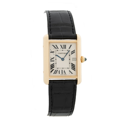 CARTIER 18 KARAT YELLOW GOLD TANK LOUIS MODEL 2441 WITH DATE c.1990s
