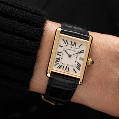 CARTIER 18 KARAT YELLOW GOLD TANK LOUIS MODEL 2441 WITH DATE c.1990s