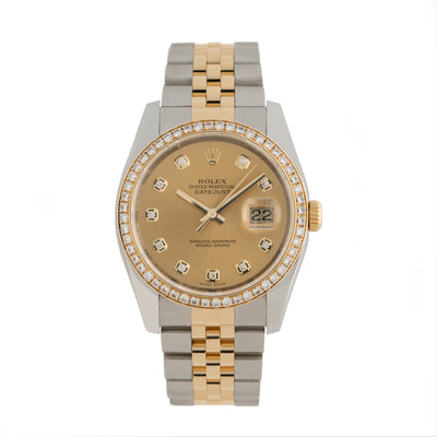 2016 ROLEX DATEJUST STAINLESS STEEL AND 18 KARAT GOLD AND DIAMONDS MODEL 116243