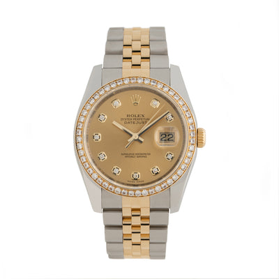 2016 ROLEX DATE JUST STAINLESS STEEL AND 18 KARAT GOLD AND DIAMONDS MODEL 116243