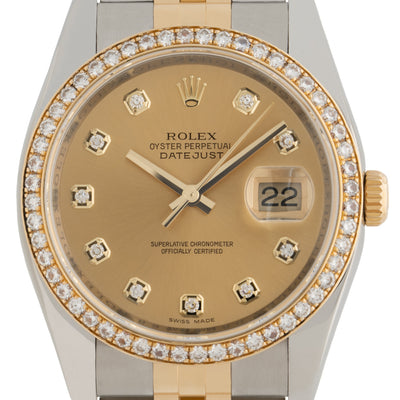 2016 ROLEX DATEJUST STAINLESS STEEL AND 18 KARAT GOLD AND DIAMONDS MODEL 116243