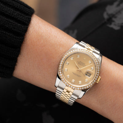 2016 ROLEX DATEJUST STAINLESS STEEL AND 18 KARAT GOLD AND DIAMONDS MODEL 116243