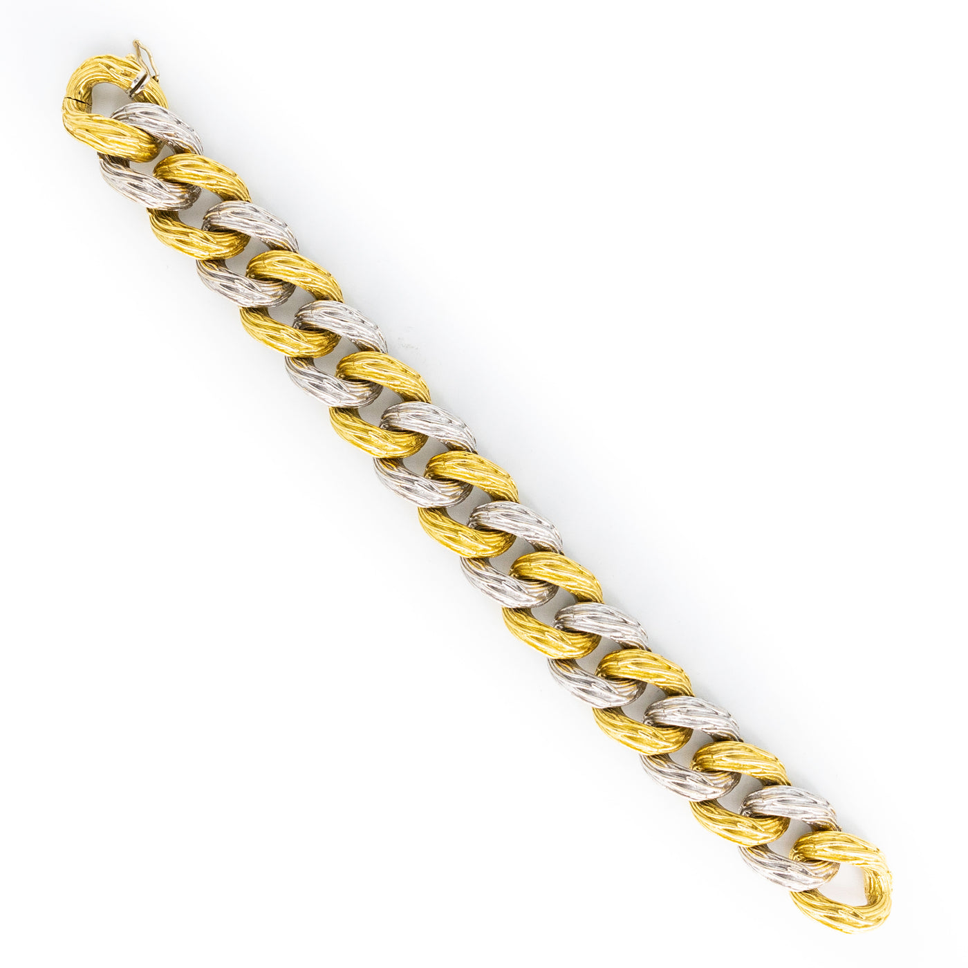 VAN CLEEF & ARPELS 18K YELLOW AND WHITE GOLD CURBLINK BRACELET c.1960s