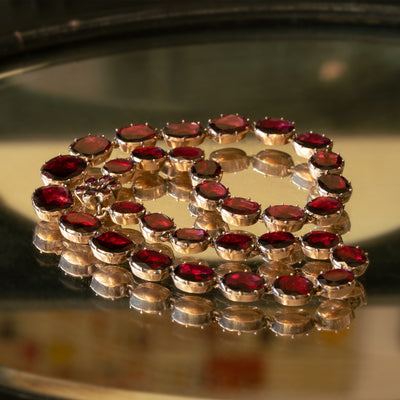 GEORGIAN GOLD AND FLAT CUT GARNET RIVIÈRE c.1820s