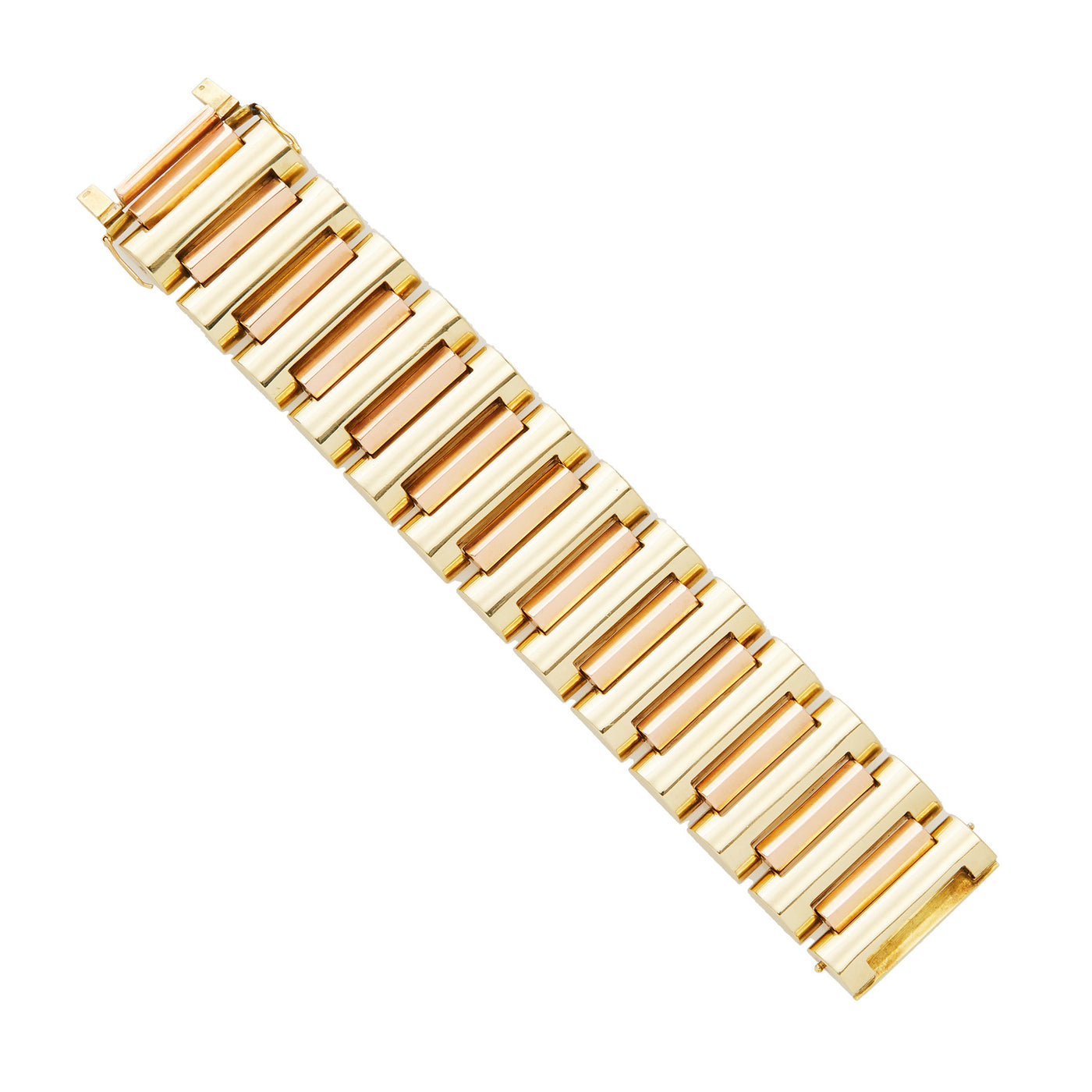 RETRO 18K YELLOW AND ROSE GOLD TANK BRACELET c.1940s