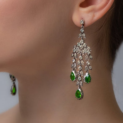 GIRANDOLE GREEN CHANDELIER EARRINGS c.1880s