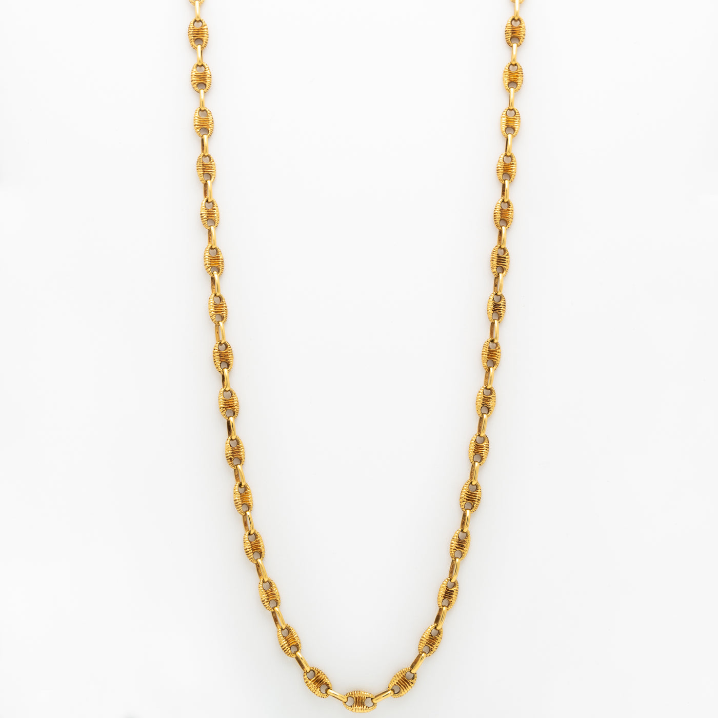 VINTAGE 18 KARAT TEXTURED MARINE LINK CHAIN c.1970s