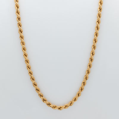 VINTAGE  18K GOLD ROPE CHAIN NECKLACE C. 1980s